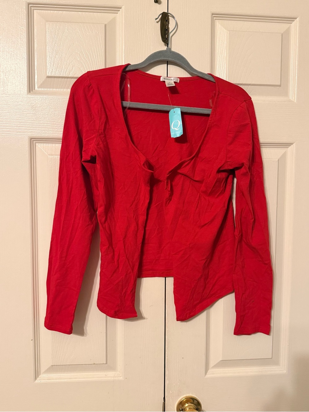 Bozzolo Red Long-Sleeve Scoop Neck Top